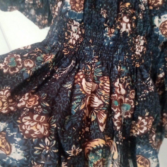 Ulla Johnson warner Floral Puff sleeve Peplum blouse ruffled neckline/Waist sz 2 - Picture 7 of 8